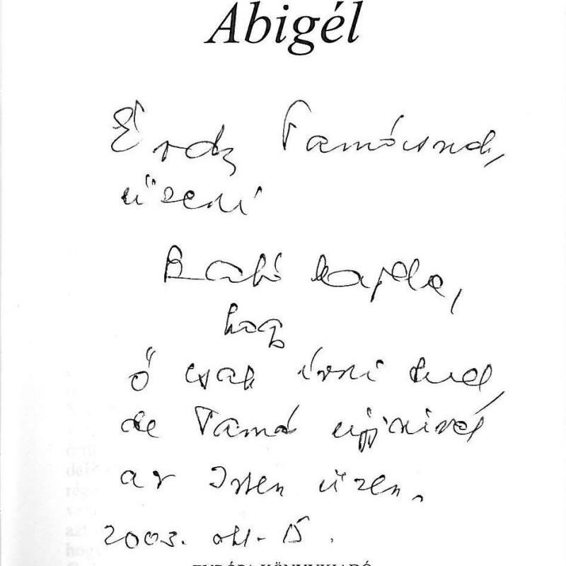 dedication of Magda Szabó